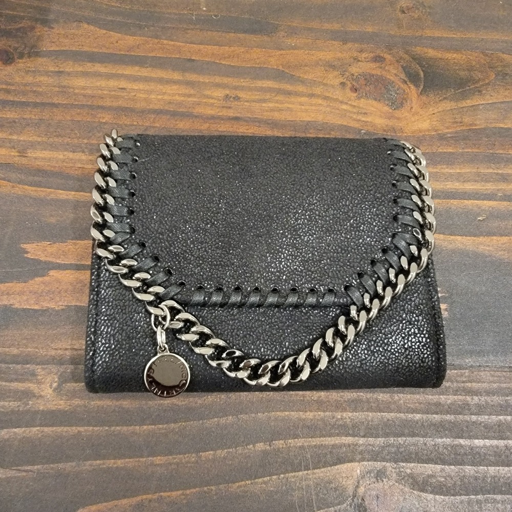 Stella McCartney Black Falabella Chain Mini Wallet With Box Made in Italy - Picture 1 of 15